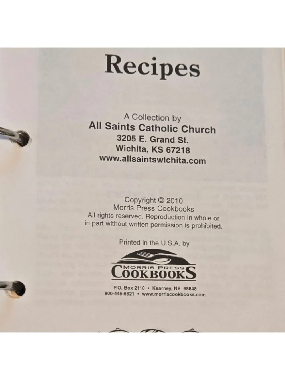 Favorite Recipes All Saints Catholic Church Cookbook 2010 Wichita Kansas